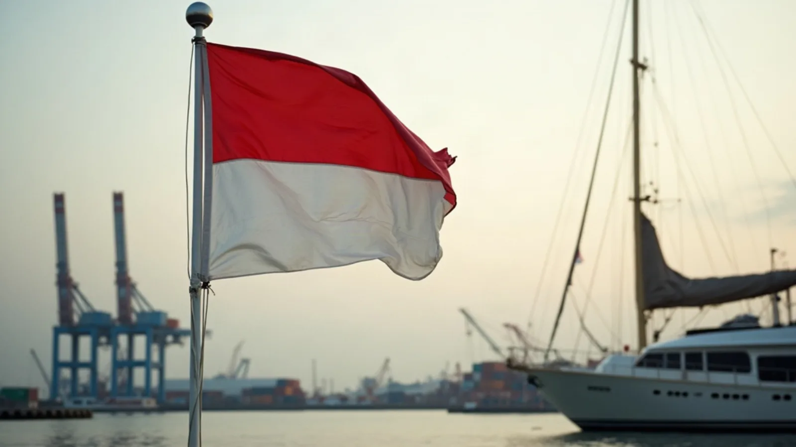 Indonesian ensign at the stern of a registered yacht